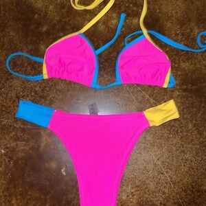 Vibrant Pink and Blue Bikini Set